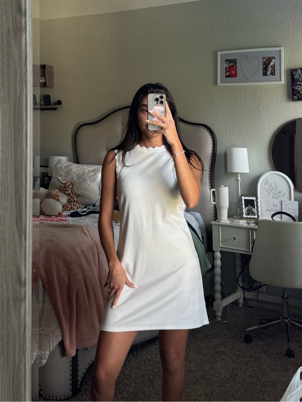 H&M White Sleeveless Shift Mini Dress